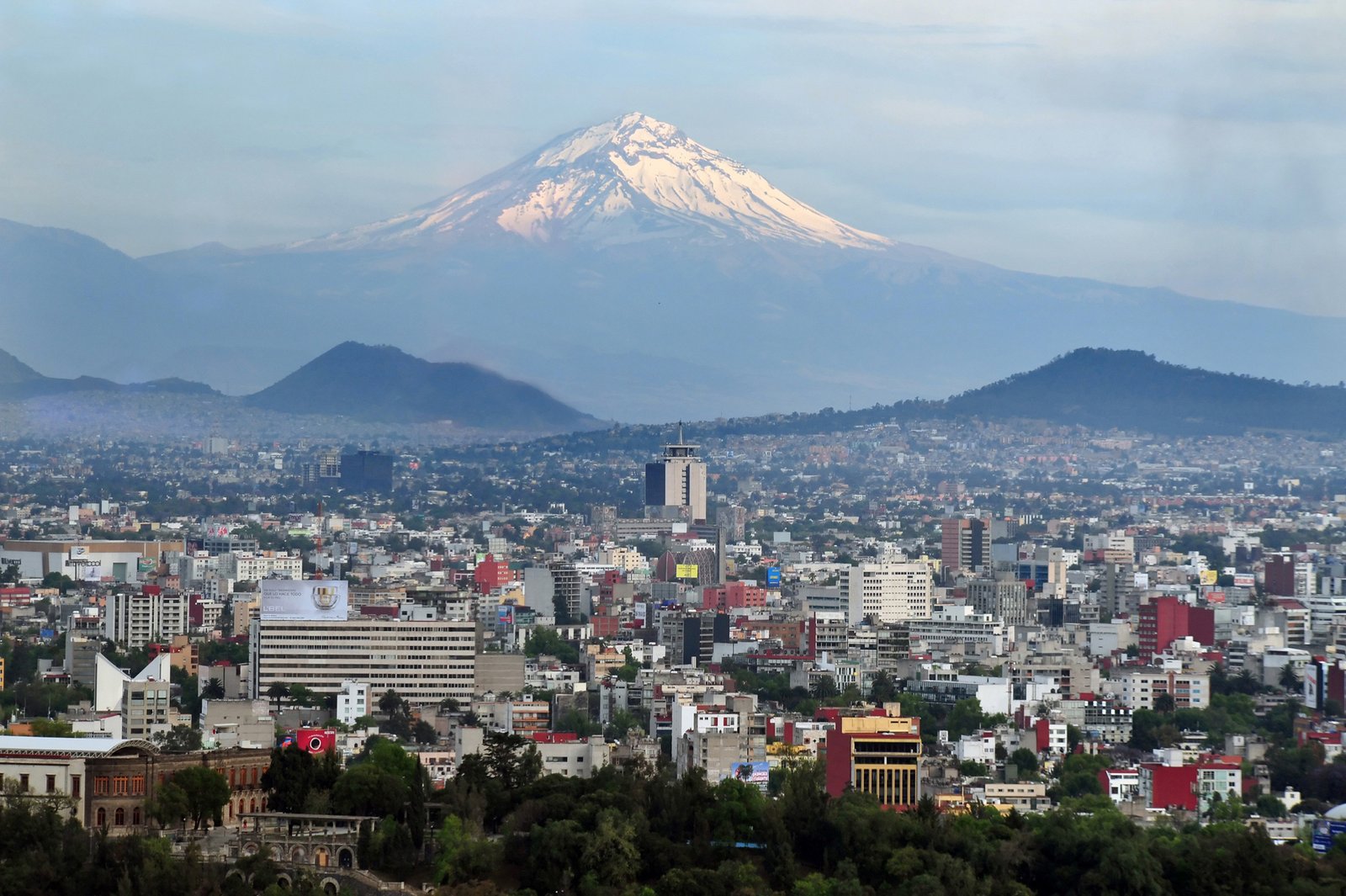 View of Mexico City and Volcano Mountain