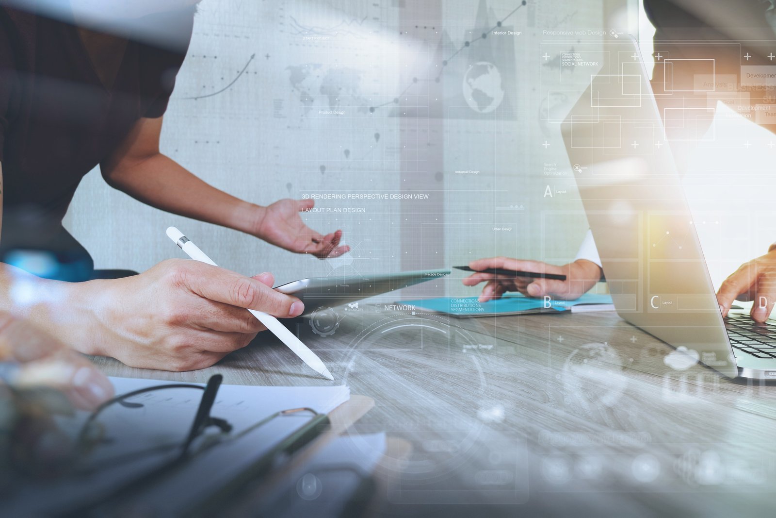 Businessman making presentation with his colleagues and business